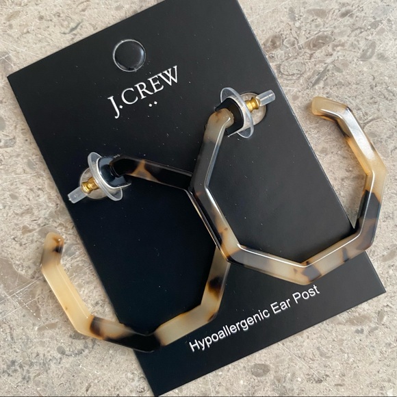 J. Crew Tortoise hoop hexagon earrings. - Picture 9 of 9